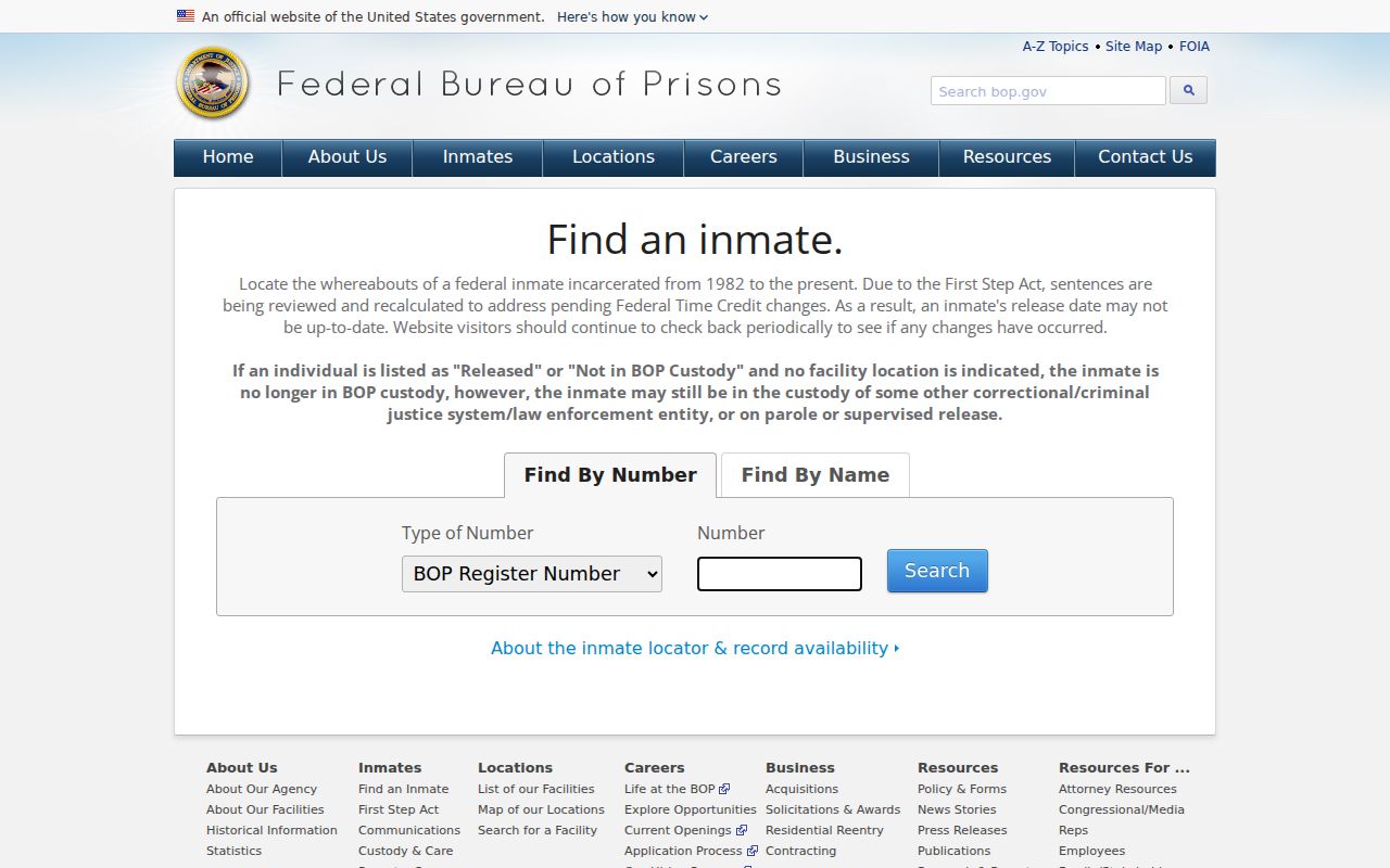 Allendale criminal record check federal inmate locator
