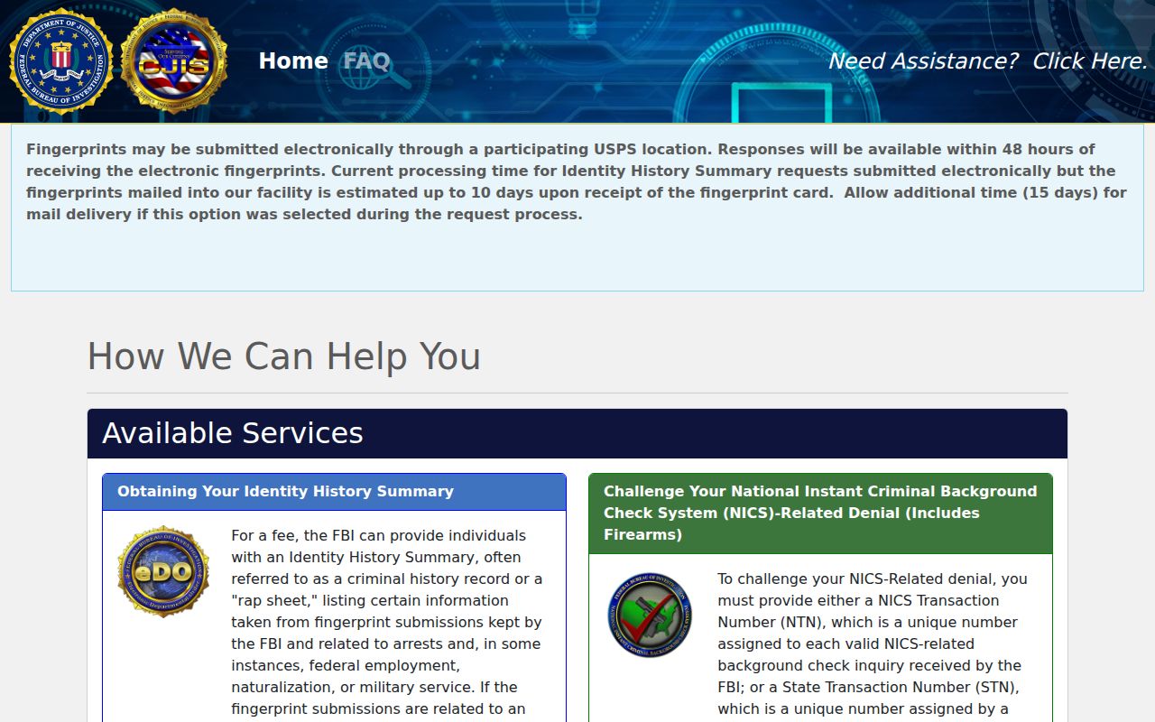 Worth County criminal record self-review through the FBI portal