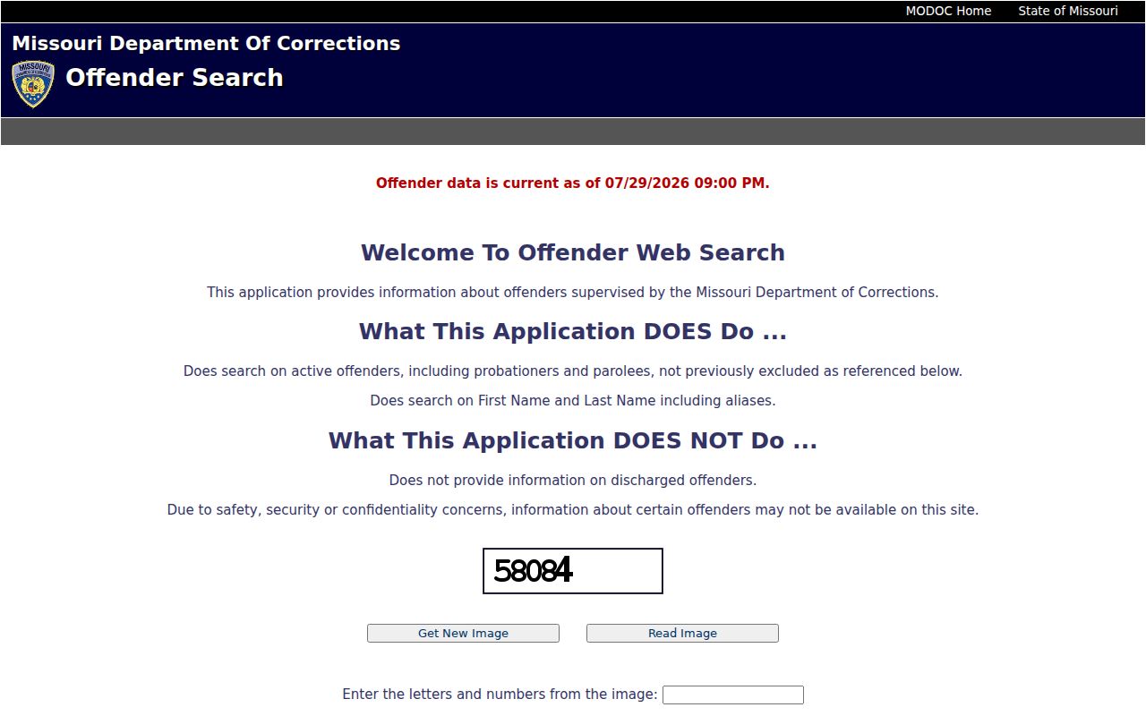 Worth County arrest search route to Missouri DOC offender records
