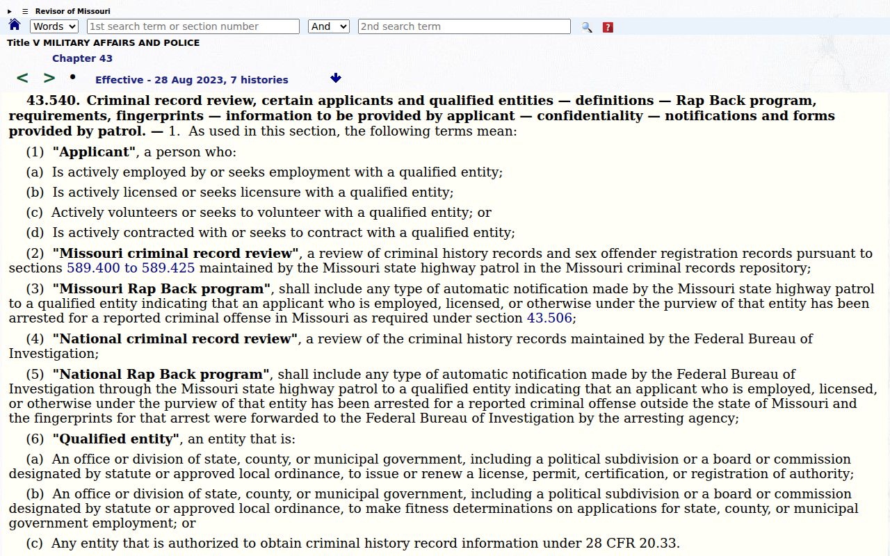 Worth village criminal history dissemination law source