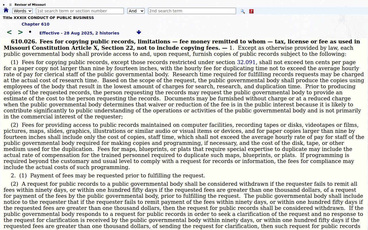 Worth village criminal records public request fee statute